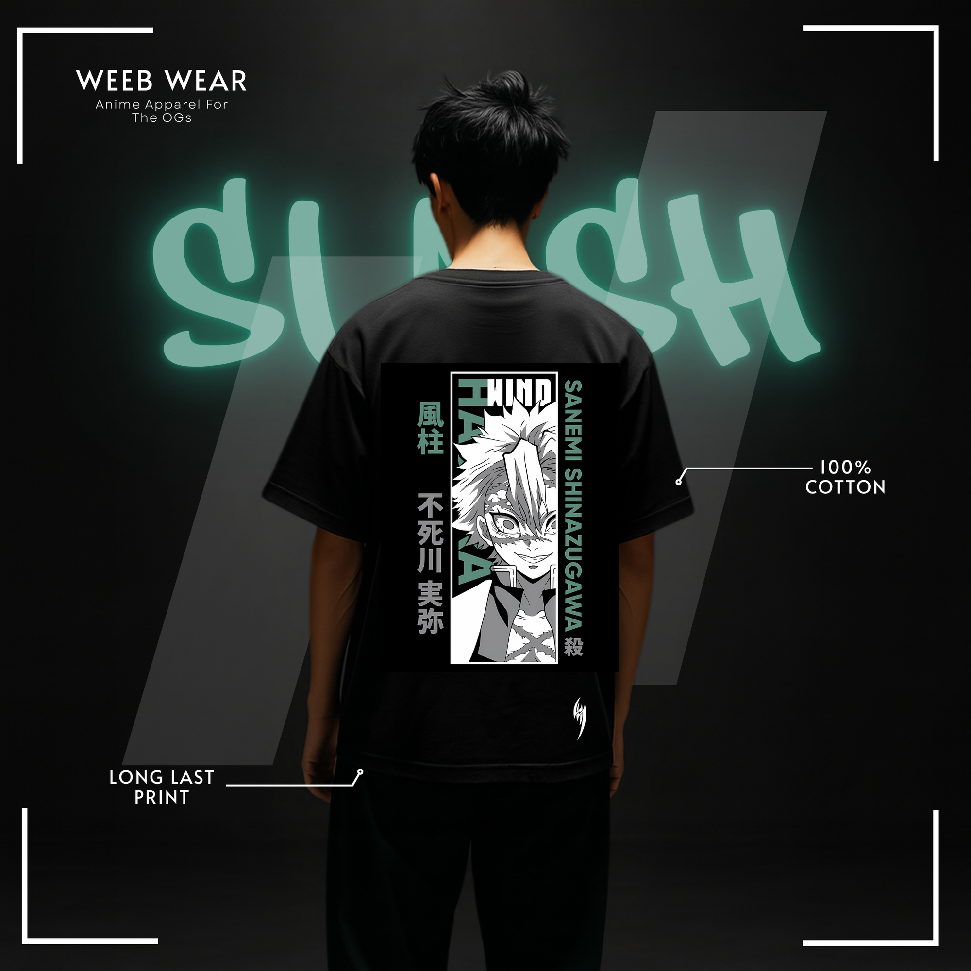Sanemi Shinazugawa Drop Shoulder T-Shirt: Storm’s Wrath