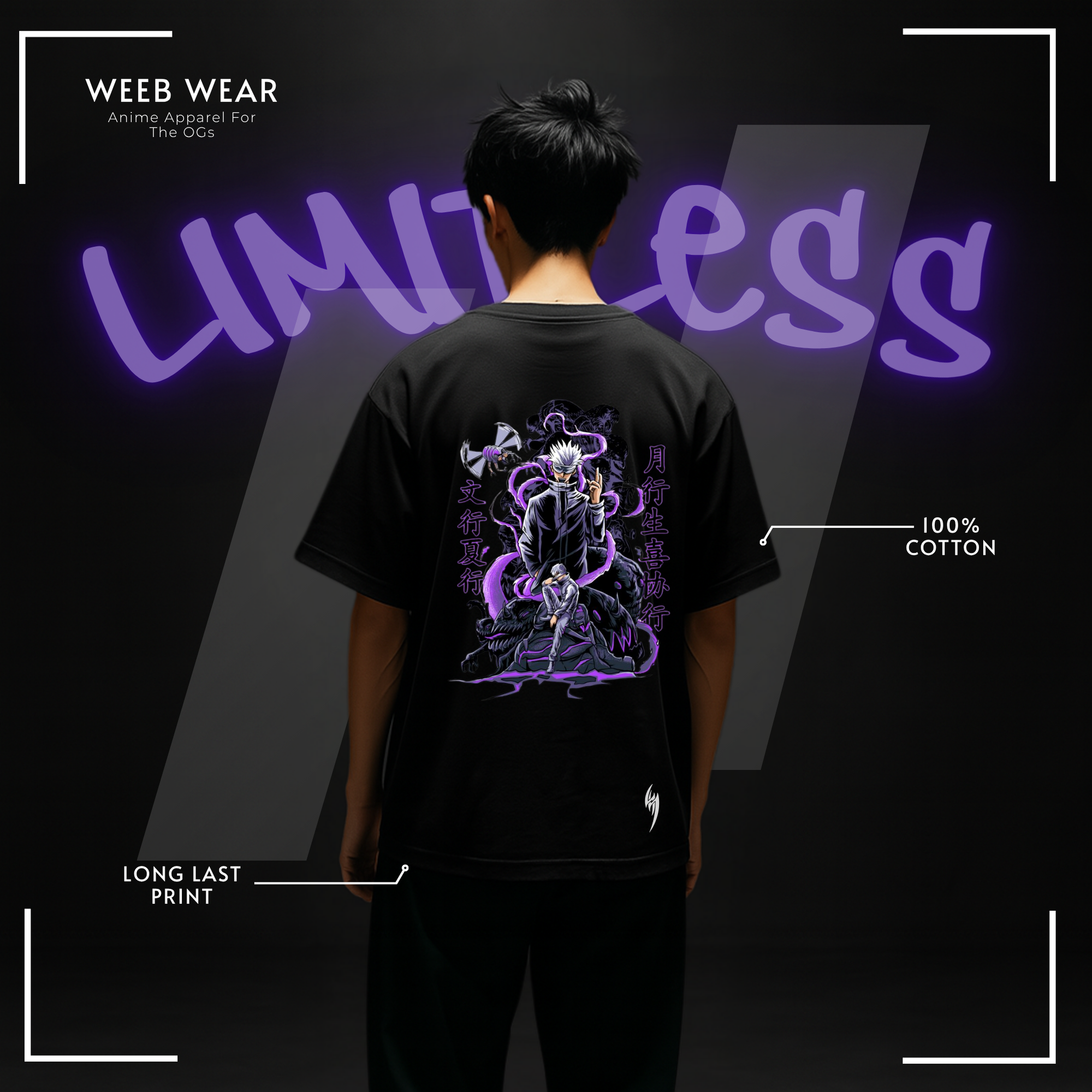 Gojo Satoru Drop Shoulder T-Shirt: Infinity Unleashed